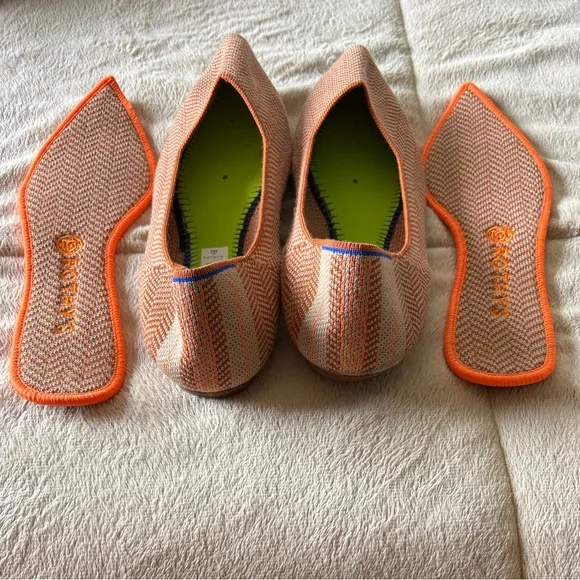 Rothy's The Point Merino Camel and Beige Patterned Flats - Picture 3 of 4